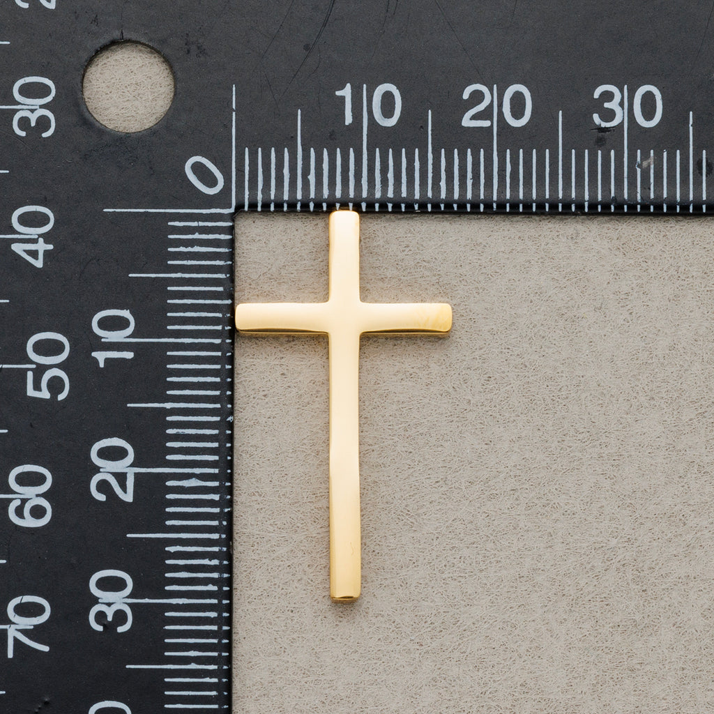 Launch Promo: Gold PVD Stainless Steel Plain Cross Religious Slider Charm | Sold Each