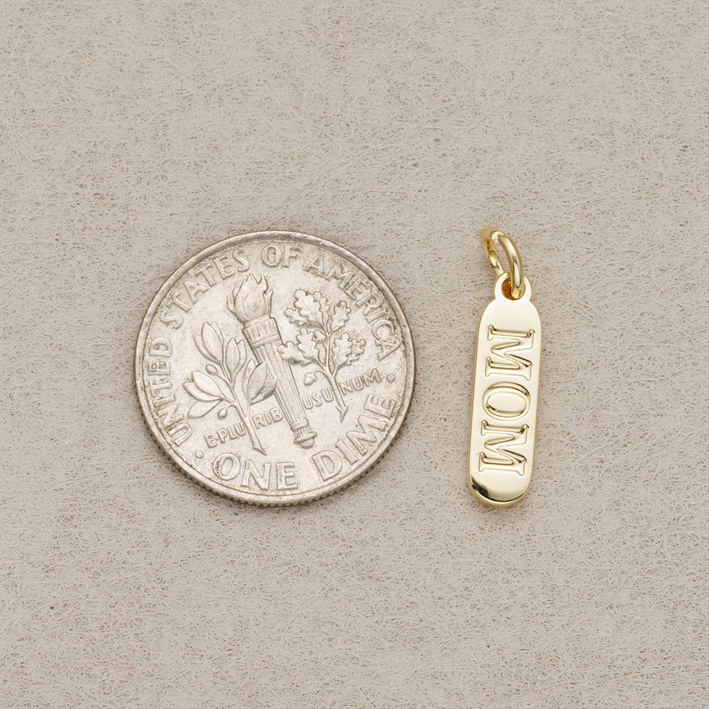 Launch Promo: 24K Gold PVD Stainless Steel Mom Oval Tag Charm | Sold Each