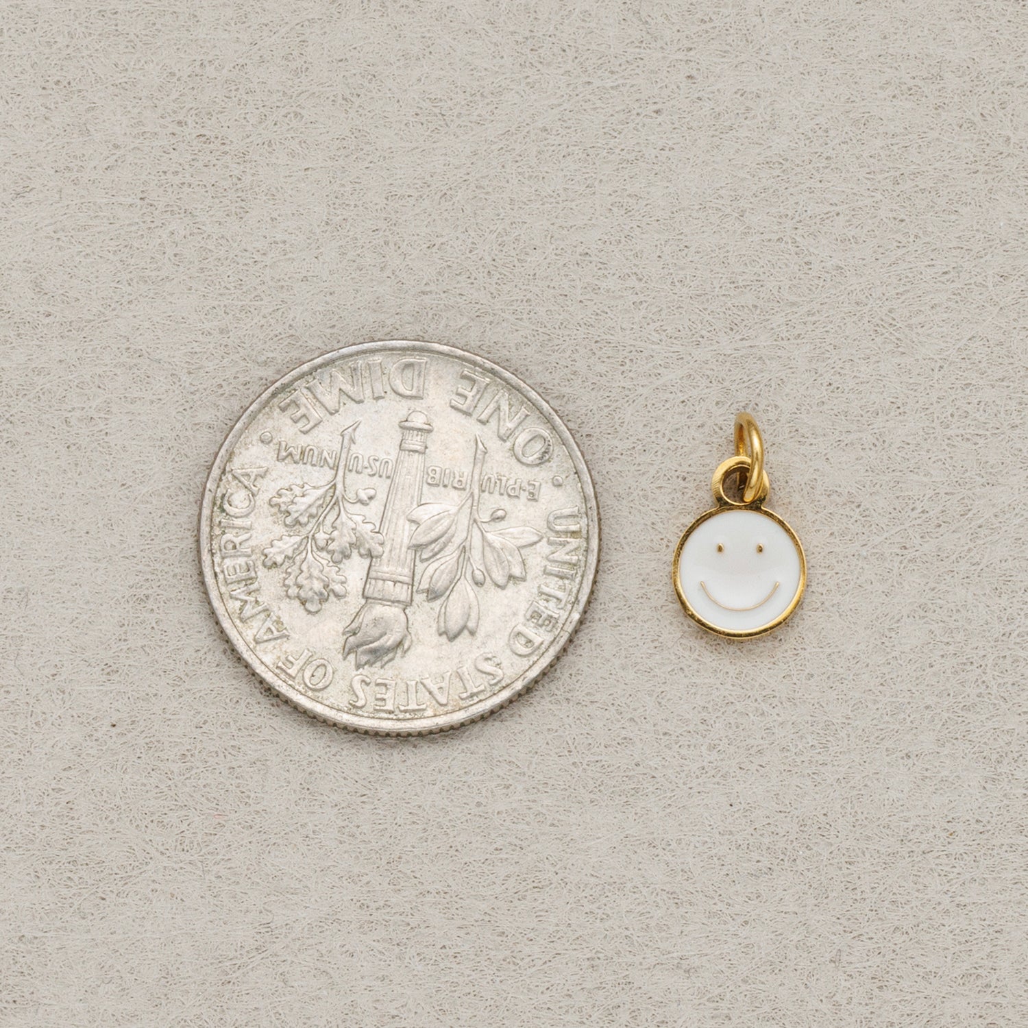 Launch Promo: Gold PVD Stainless Steel Black & White Enamel Mini Smiley Emoticon Charm | Sold Each