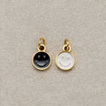 Launch Promo: Gold PVD Stainless Steel Black & White Enamel Mini Smiley Emoticon Charm | Sold Each