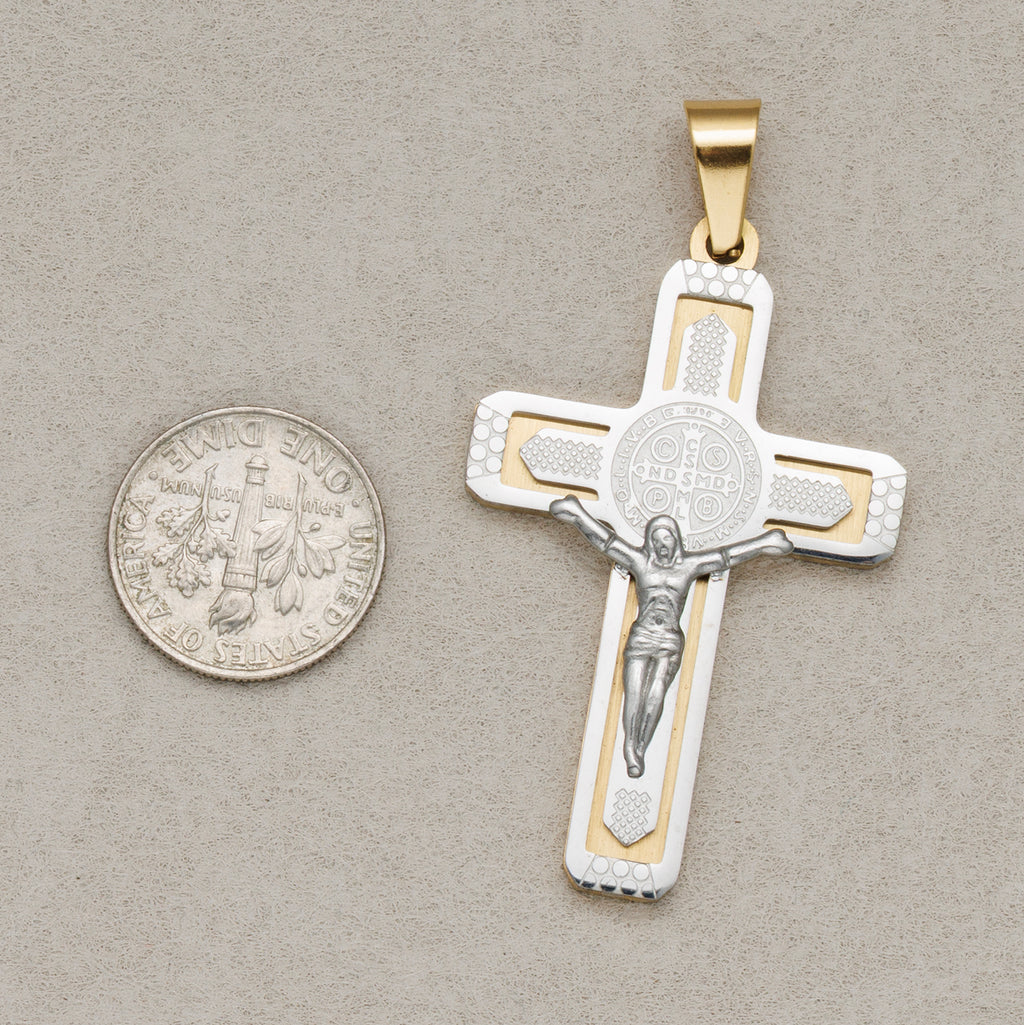 Launch Promo: 14K Gold PVD Stainless Steel Traditional Religious Catholic Cross Pendant | Sold Each