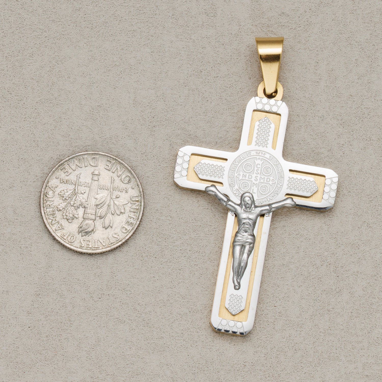 Launch Promo: 14K Gold PVD Stainless Steel Traditional Religious Catholic Cross Pendant | Sold Each