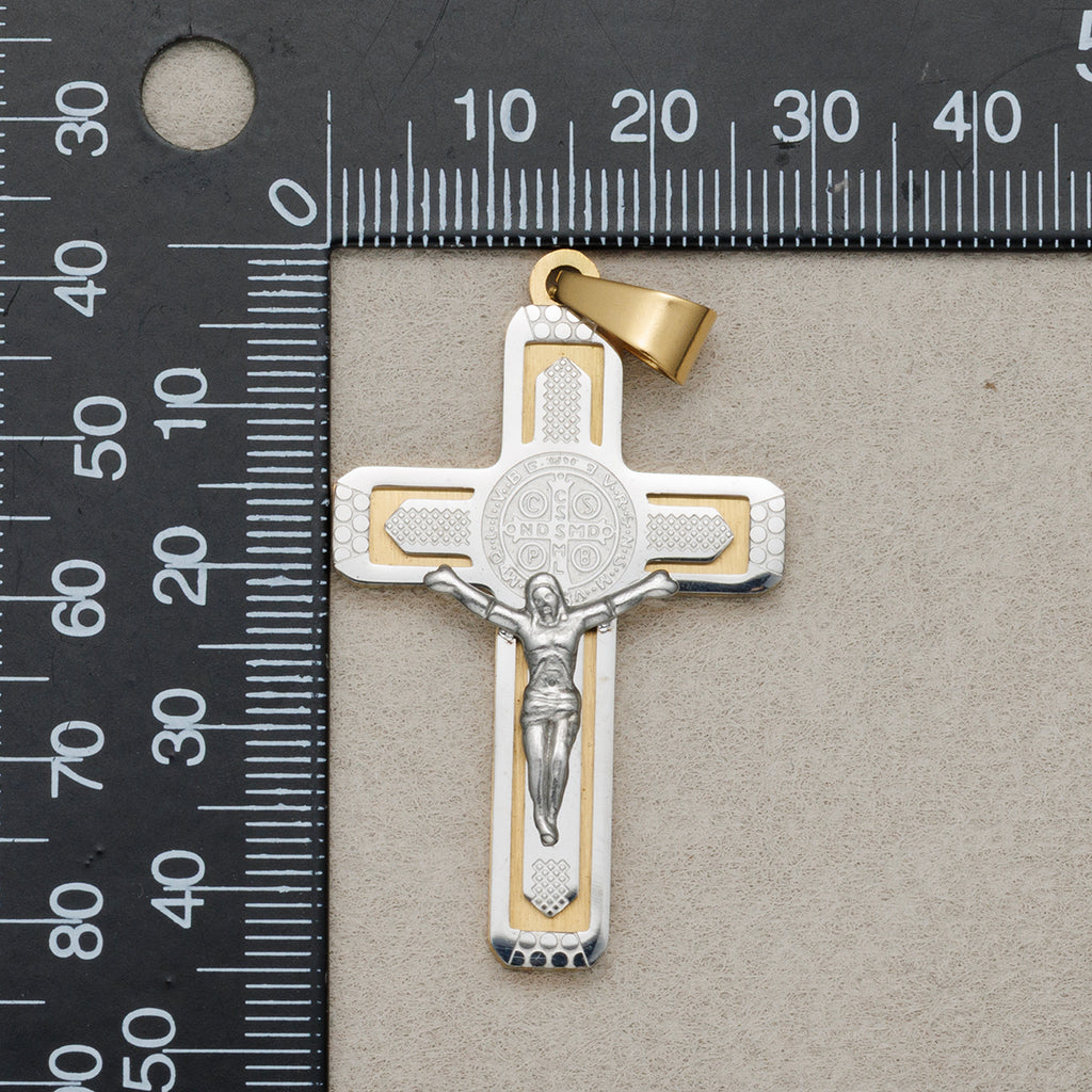 Launch Promo: 14K Gold PVD Stainless Steel Traditional Religious Catholic Cross Pendant | Sold Each