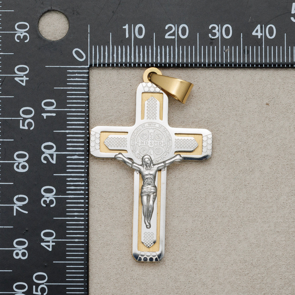 Launch Promo: 14K Gold PVD Stainless Steel Traditional Religious Catholic Cross Pendant | Sold Each