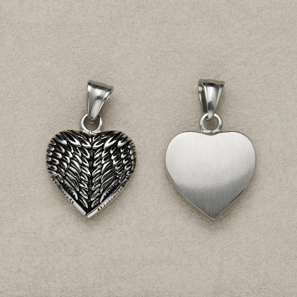 Launch Promo: Stainless Steel Gothic Angel Wing Heart Pendant | Sold Each