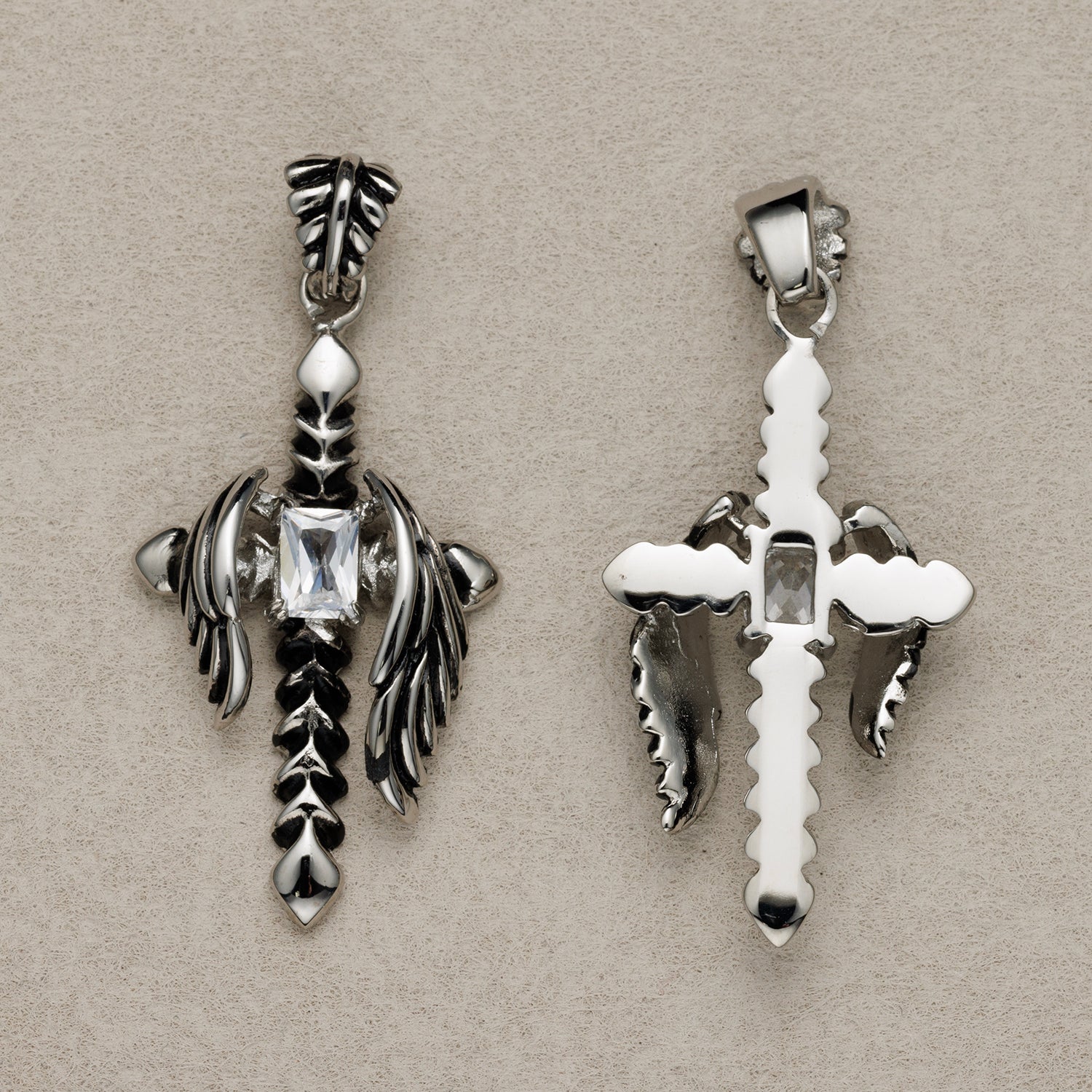Launch Promo: Stainless Steel Gothic Wings Sword Cross Pendant | Sold Each