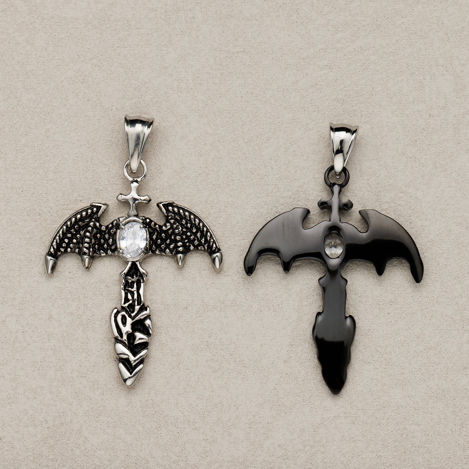 Launch Promo: Stainless Steel Bat-Winged Sword Cross Pendant | Sold Each