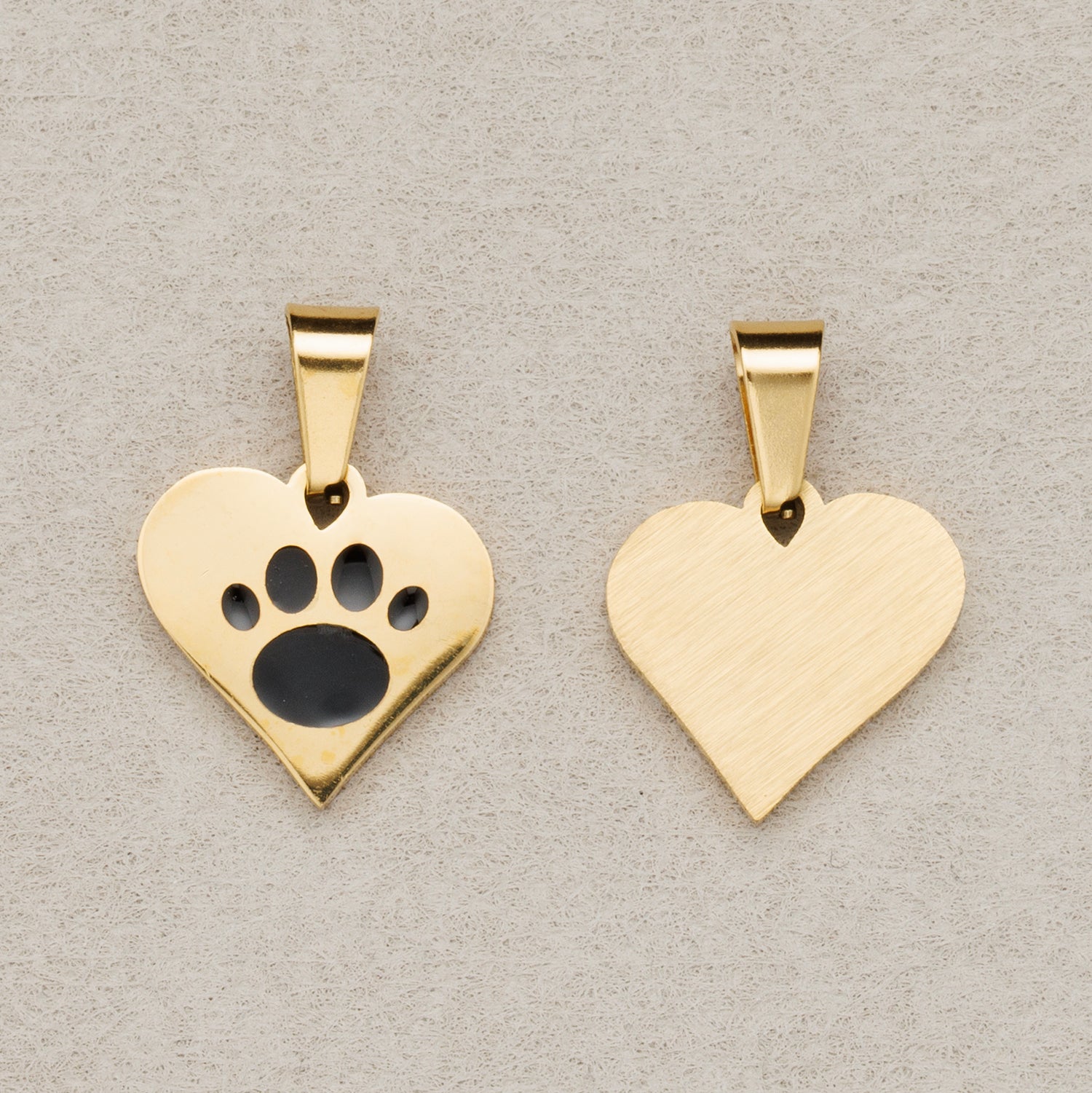 Launch Promo: 24K Gold PVD Stainless Steel Pet Paw Print Heart Pendant | Sold Each