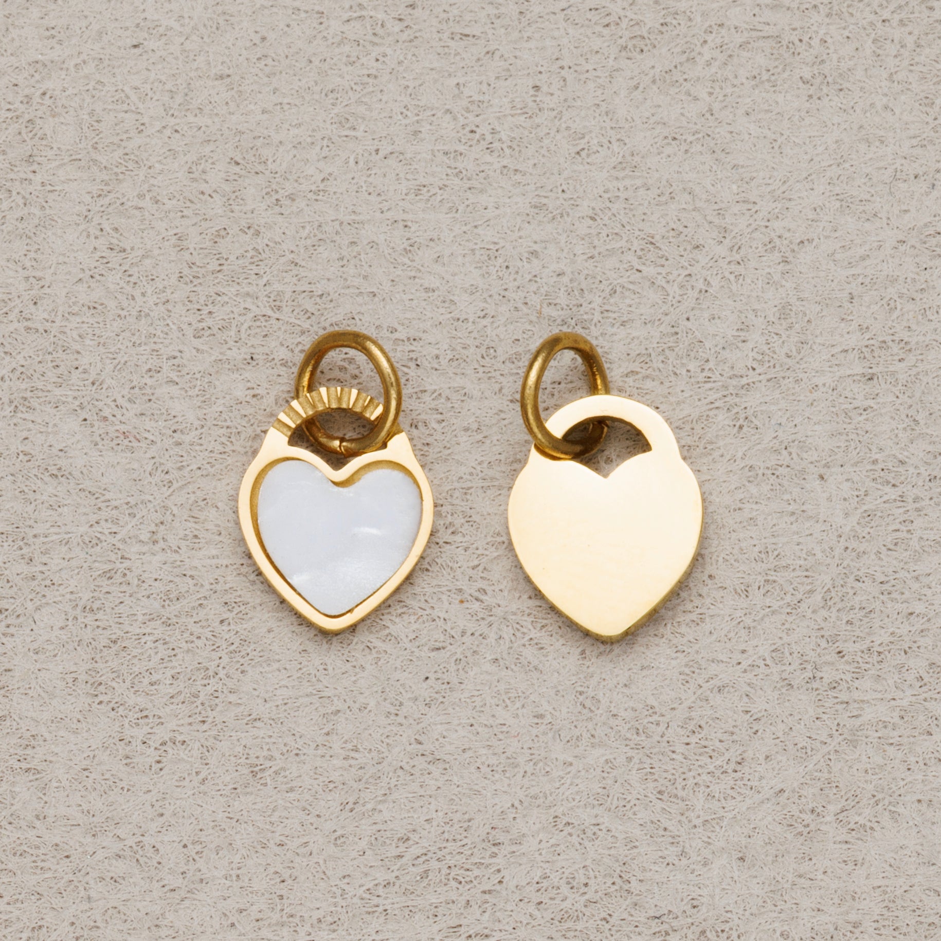 Launch Promo: 24K Gold PVD Stainless Steel Mini Mother of Pearl Love Heart Charm | Sold Each