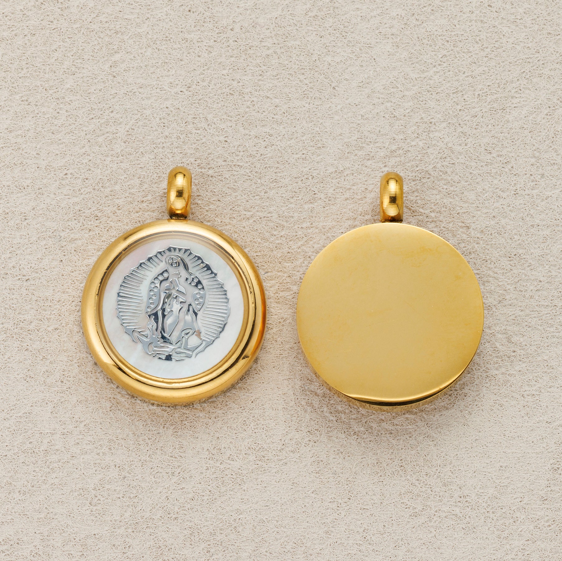 Launch Promo: 24K Gold PVD Stainless Steel Mother Mary Religious Medallion Pendant | Sold Each