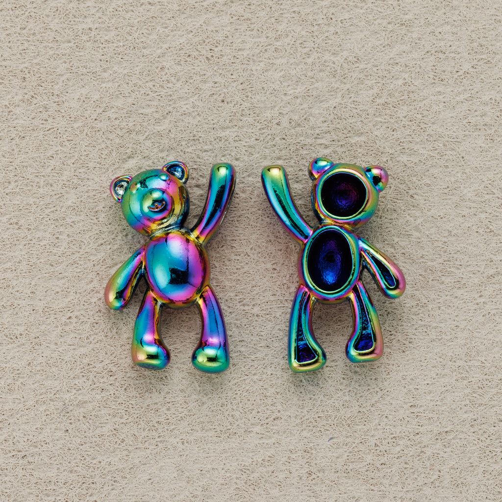 Launch Promo: Stainless Steel Cute Metallic Rainbow Gradient Teddy Bear Animal Pendant | Sold Each