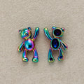 Launch Promo: Stainless Steel Cute Metallic Rainbow Gradient Teddy Bear Animal Pendant | Sold Each