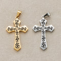 Launch Promo: 24K Gold PVD Stainless Steel Tribal Pattern Cross Pendant in Gold & Silver | Sold Each