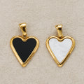 Launch Promo: 24K Gold PVD Stainless Steel Black & White Mother Of Pearl Love Heart Pendant | Sold Each
