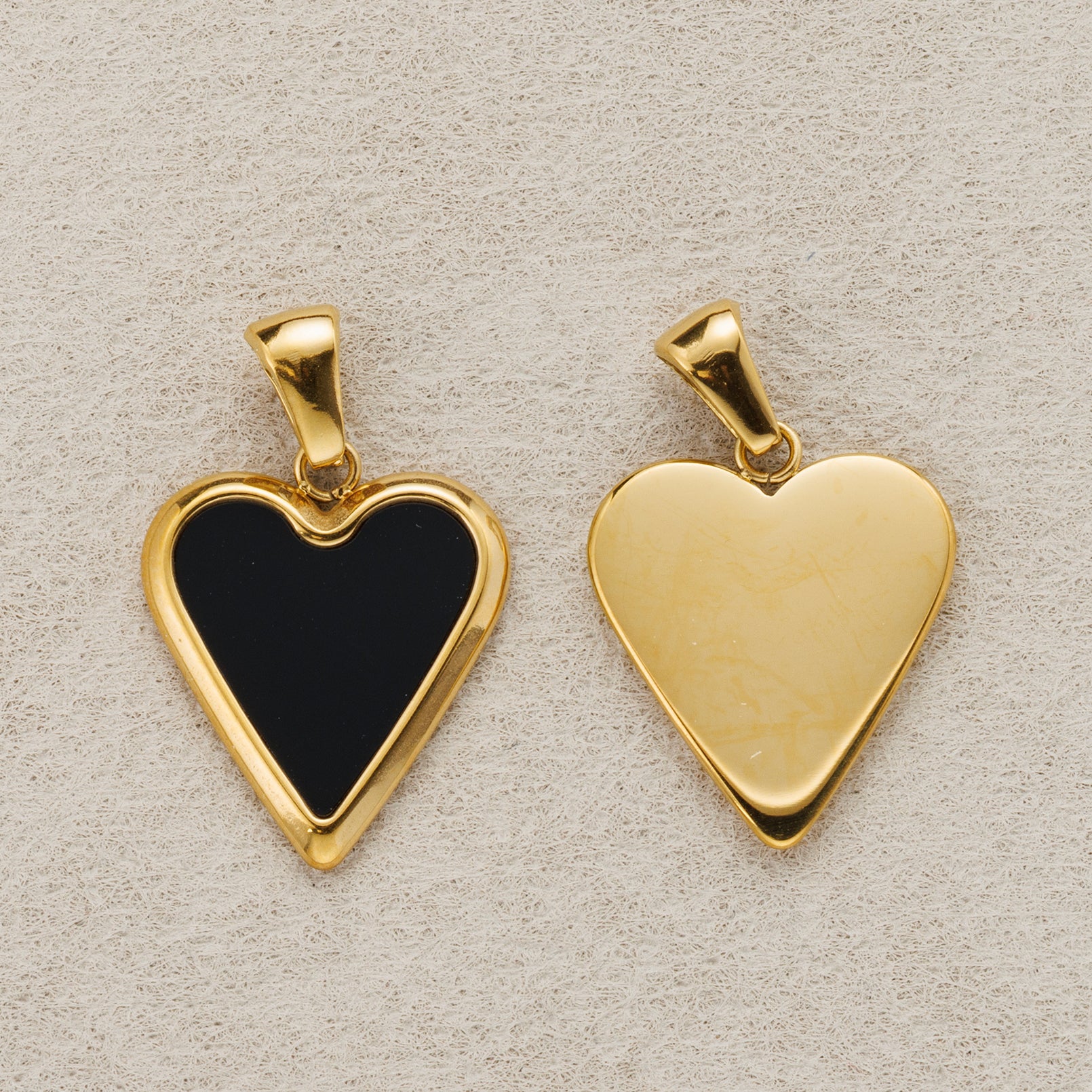 Launch Promo: 24K Gold PVD Stainless Steel Black & White Mother Of Pearl Love Heart Pendant | Sold Each
