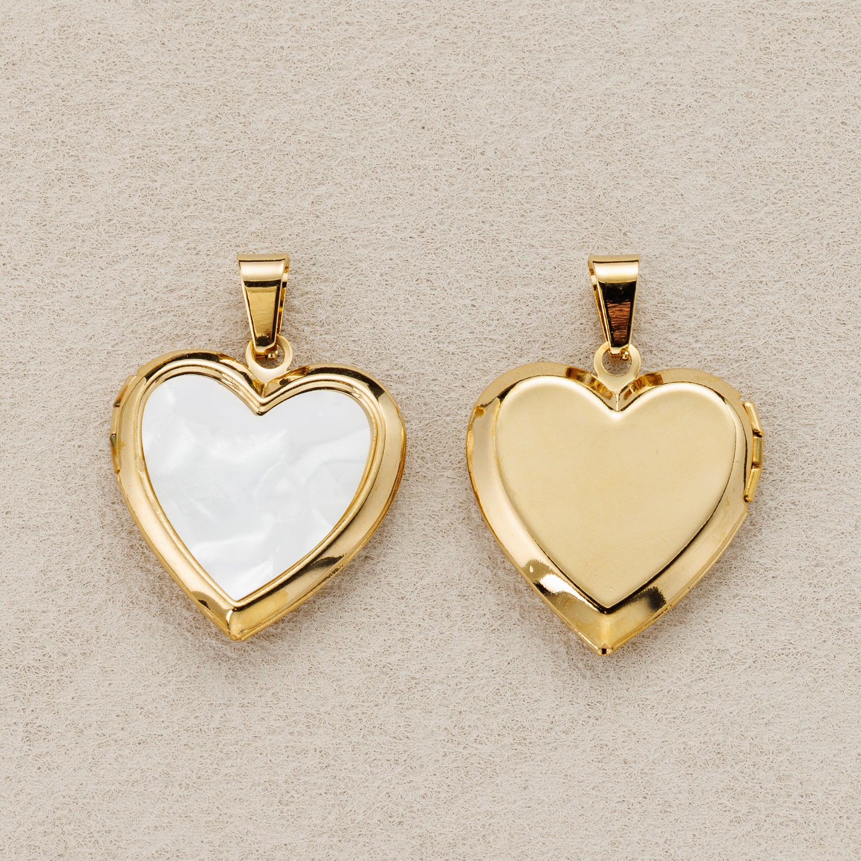 Launch Promo: 24K Gold PVD Stainless Steel Mother Of Pearl Heart Locket Pendant | Sold Each