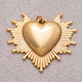 Gold PVD Stainless Steel Sunburst Sacred Heart Religious Charm