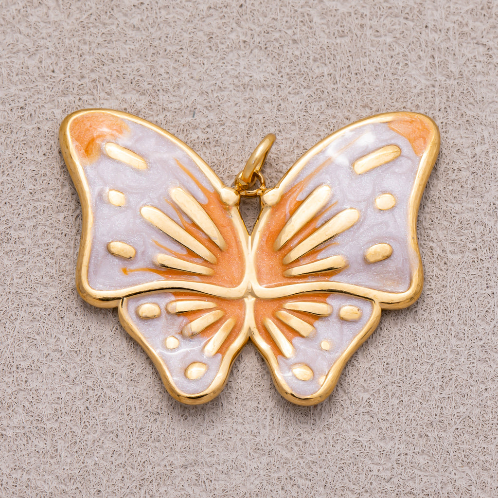 Gold PVD Stainless Steel Colorful Enamel Dual Colors Mariposa Butterfly Animal Charm