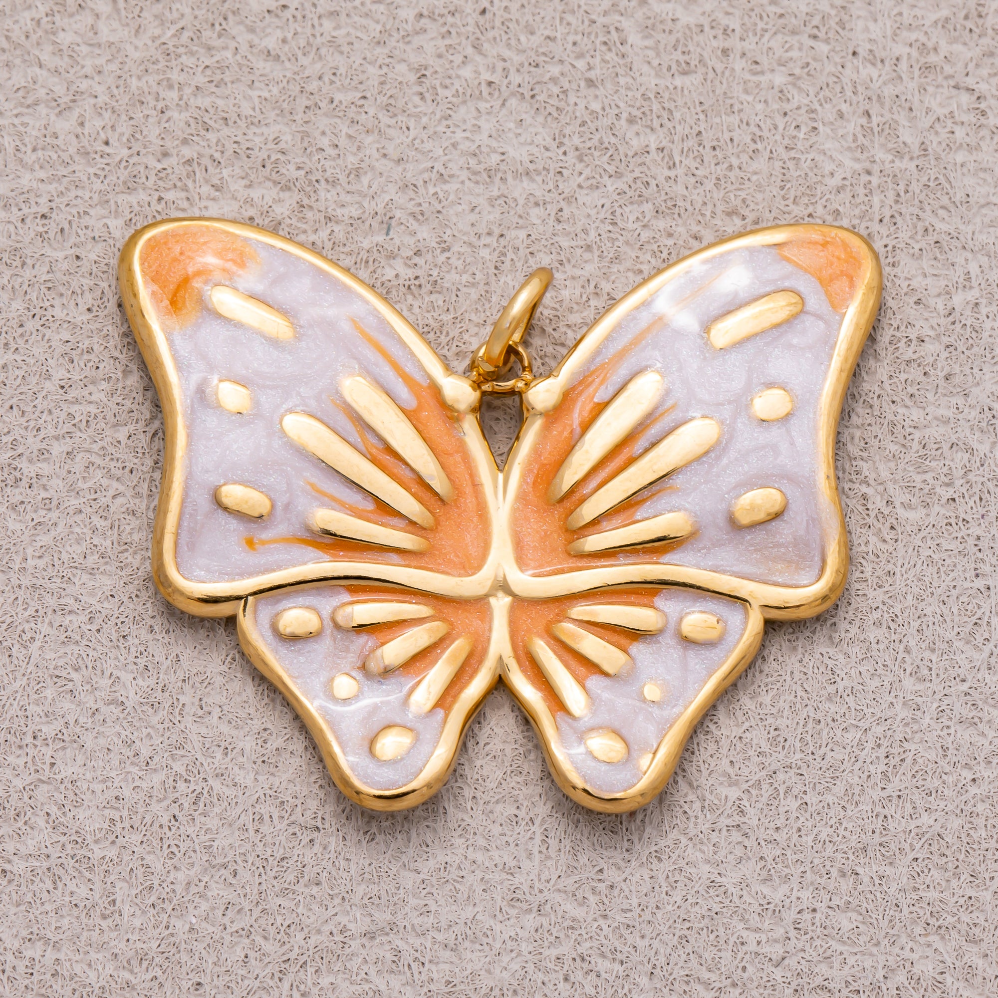 Gold PVD Stainless Steel Colorful Enamel Dual Colors Mariposa Butterfly Animal Charm