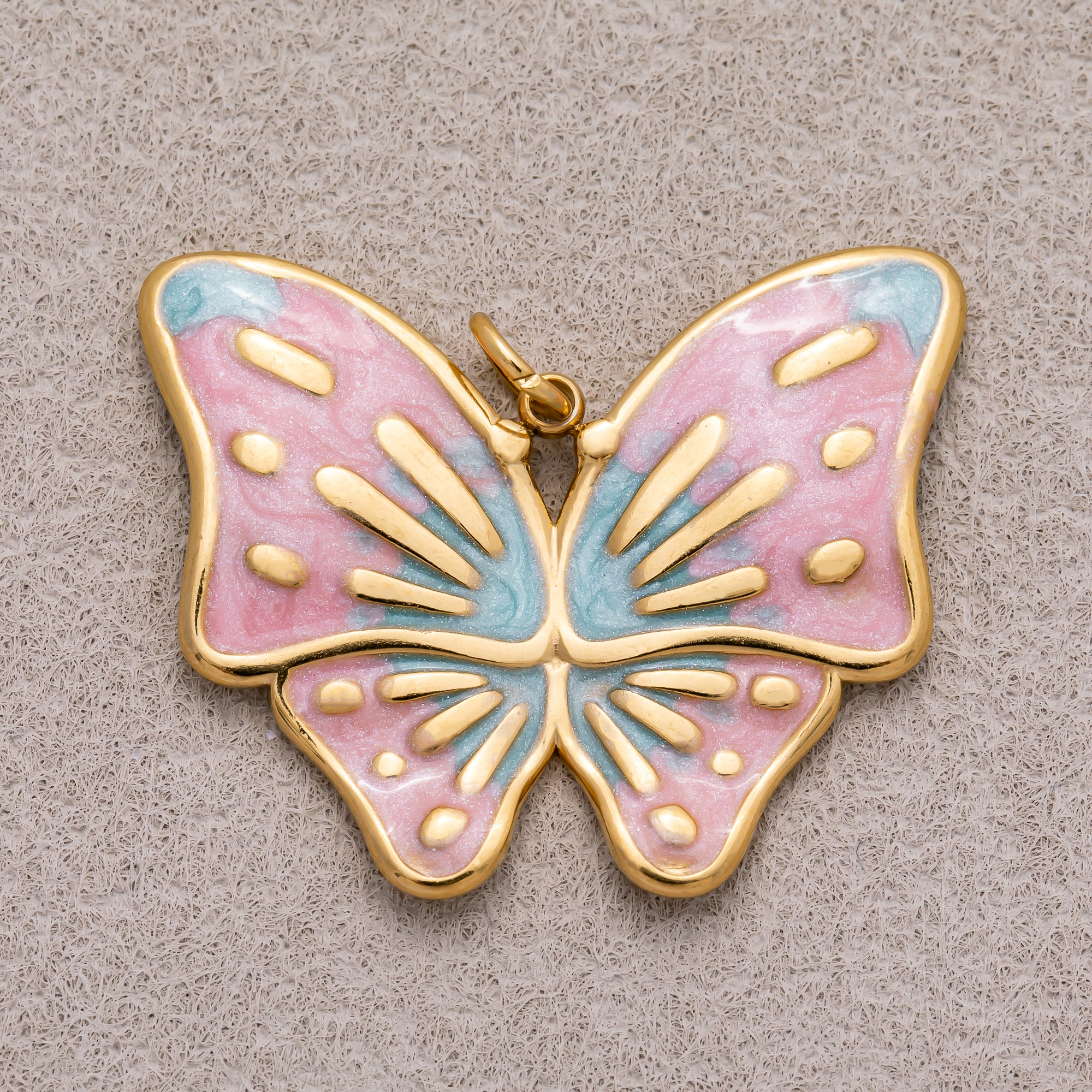 Gold PVD Stainless Steel Colorful Enamel Dual Colors Mariposa Butterfly Animal Charm