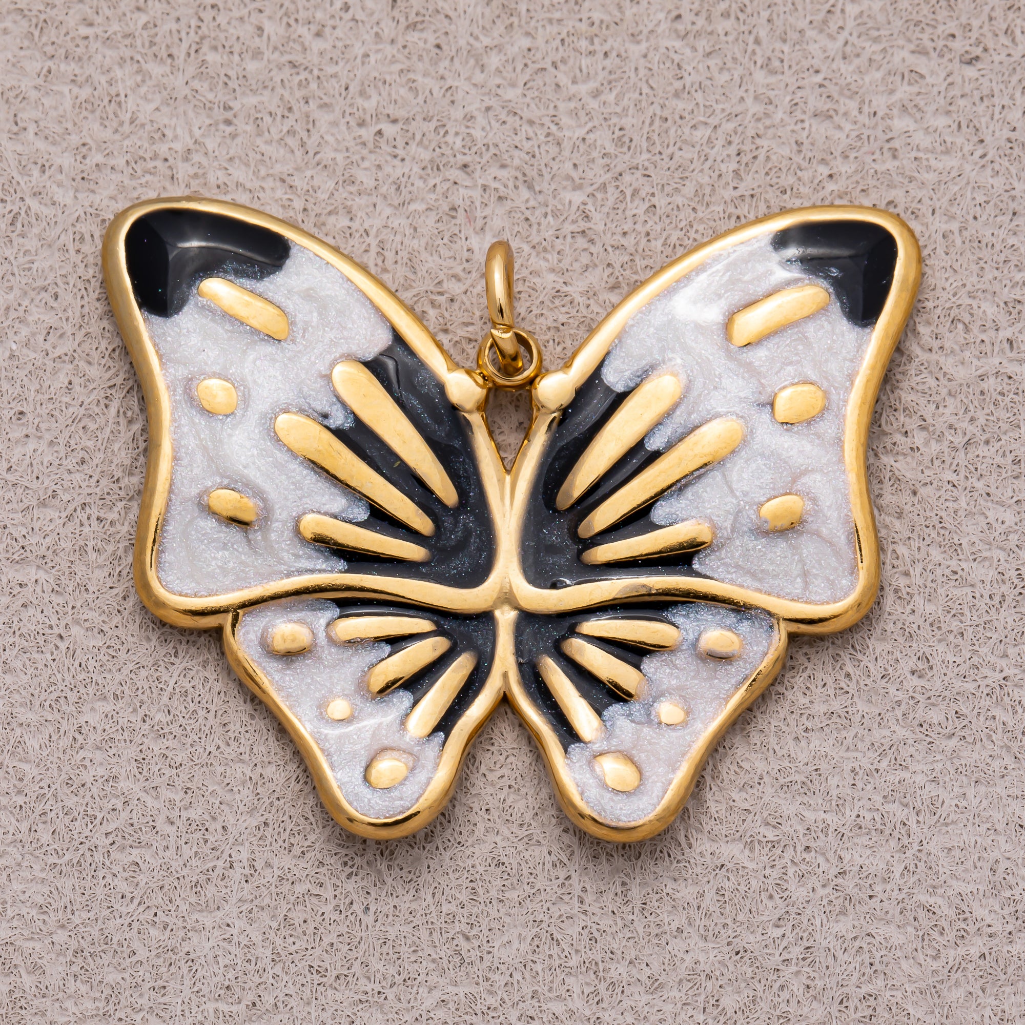 Gold PVD Stainless Steel Colorful Enamel Dual Colors Mariposa Butterfly Animal Charm