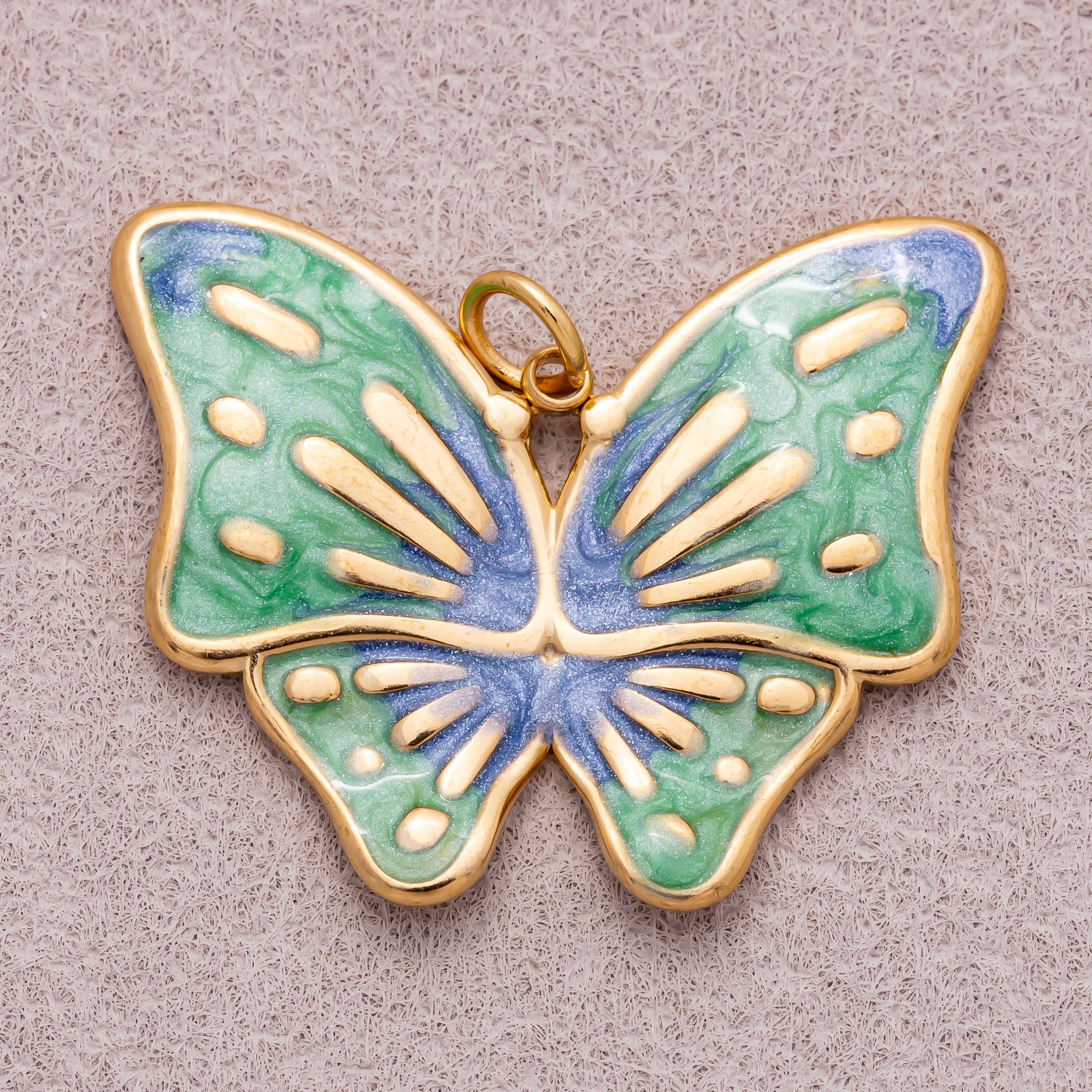 Gold PVD Stainless Steel Colorful Enamel Dual Colors Mariposa Butterfly Animal Charm