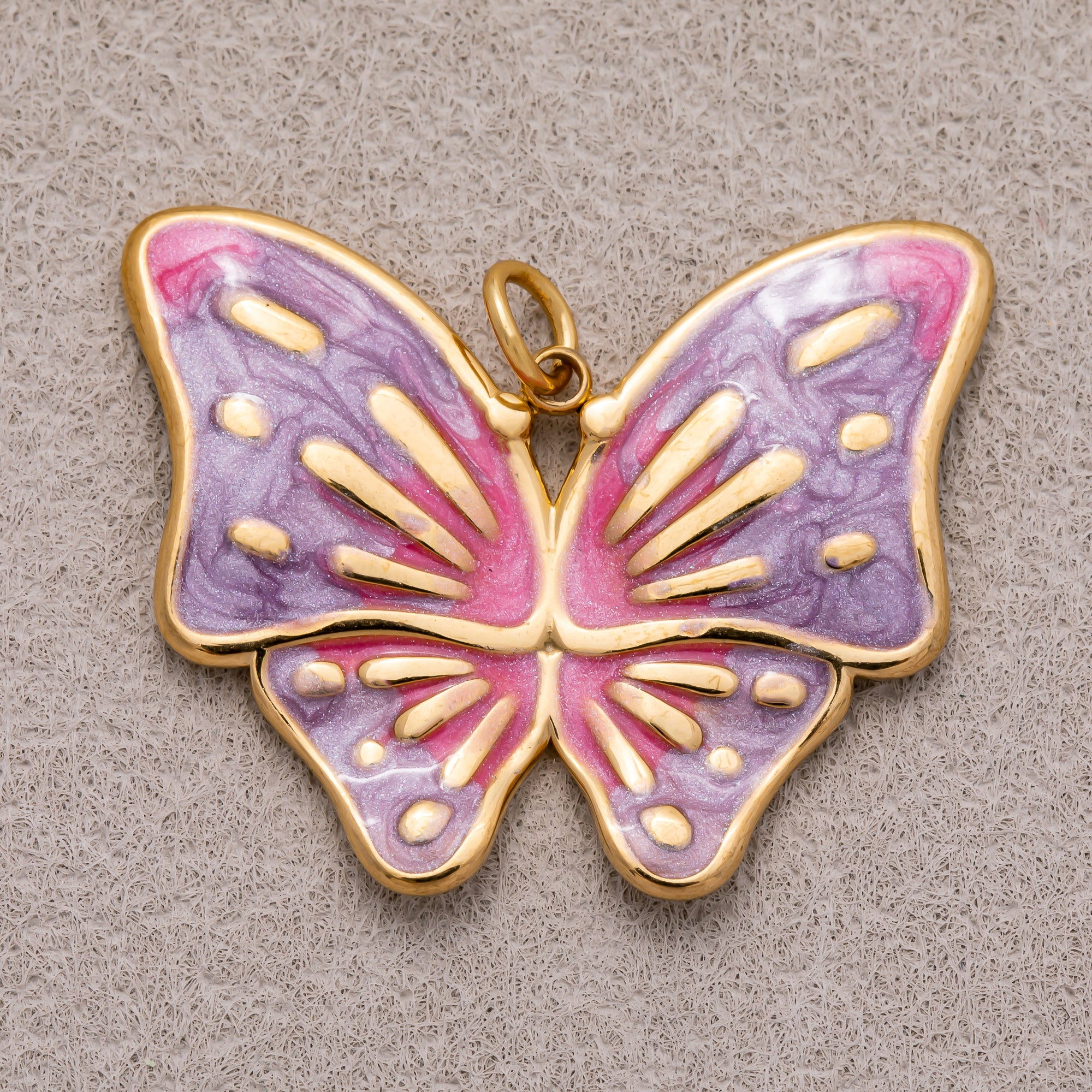 Gold PVD Stainless Steel Colorful Enamel Dual Colors Mariposa Butterfly Animal Charm