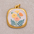 Gold PVD Stainless Steel Hand-Painted Dreamy Set Medallion Tag Charm