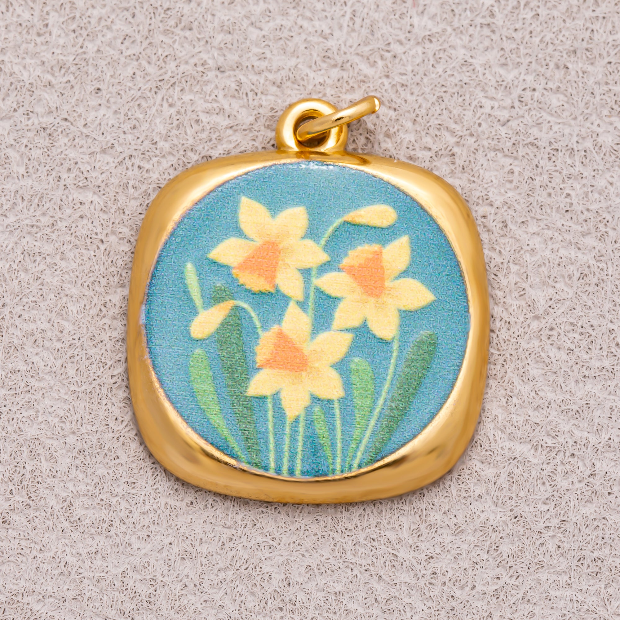 Gold PVD Stainless Steel Hand-Painted Dreamy Set Medallion Tag Charm
