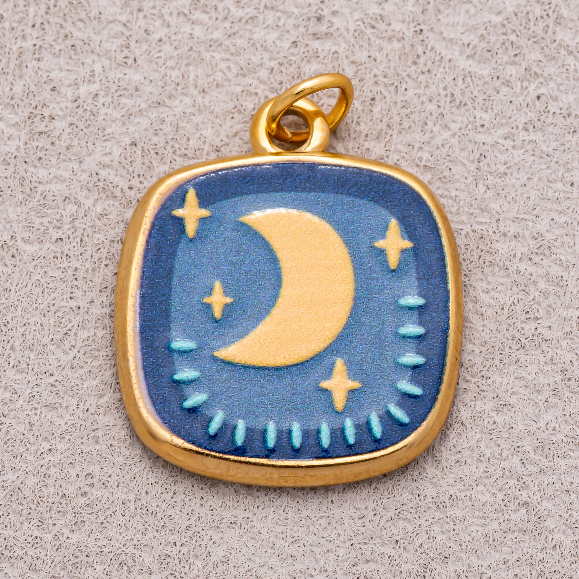 Gold PVD Stainless Steel Hand-Painted Dreamy Set Medallion Tag Charm