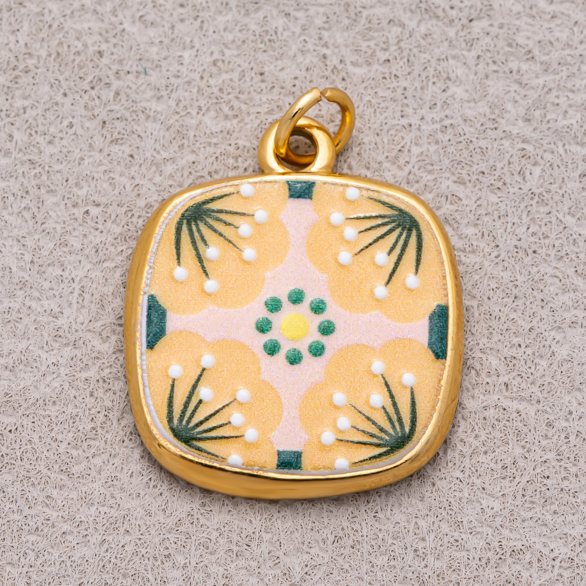 Gold PVD Stainless Steel Hand-Painted Dreamy Set Medallion Tag Charm