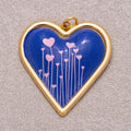 Gold PVD Stainless Steel Hand Painted Enamel Sparkling Love Heart Charm
