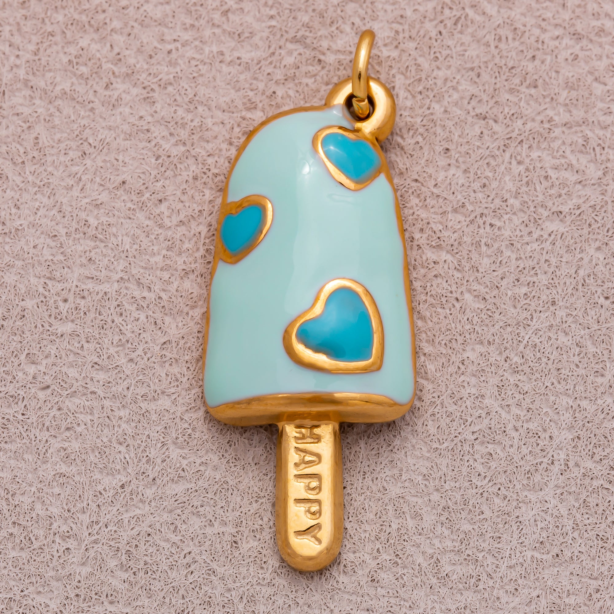Gold PVD Stainless Steel Multicolor Popsicle Ice Cream Enamel Charm