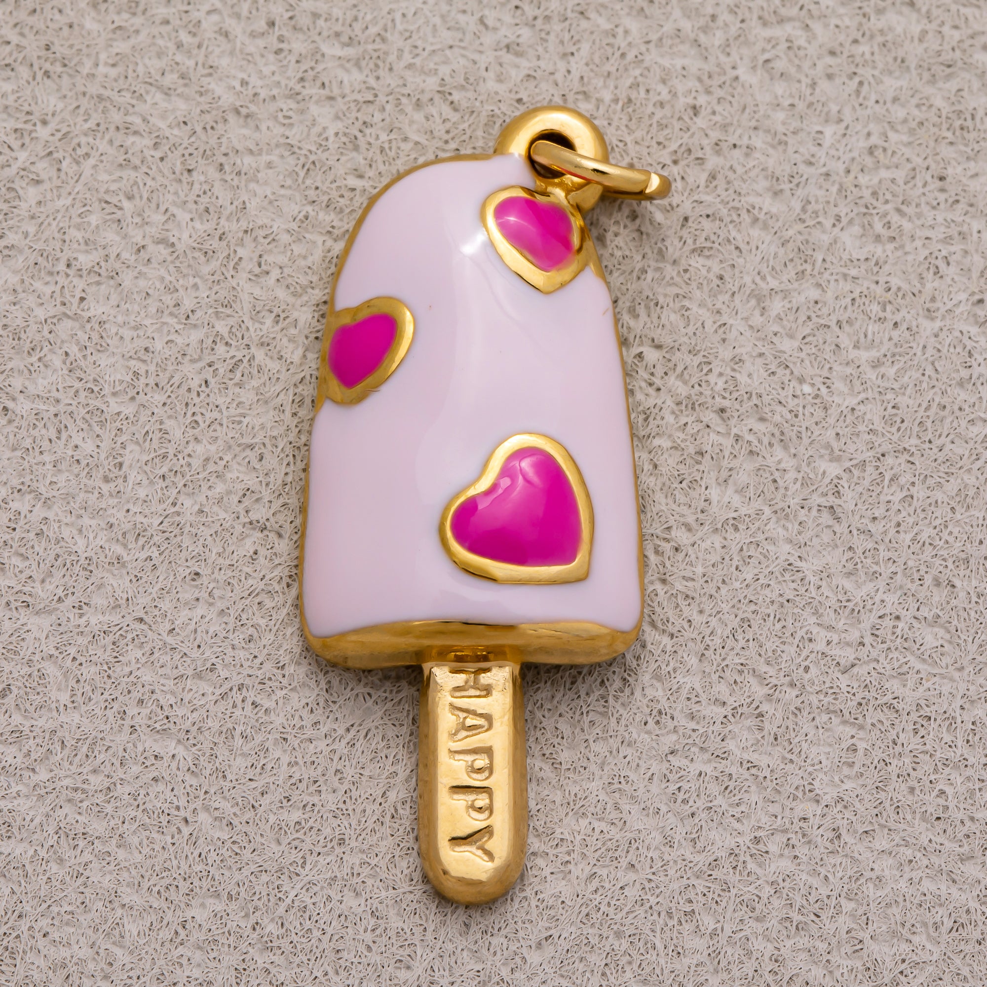 Gold PVD Stainless Steel Multicolor Popsicle Ice Cream Enamel Charm