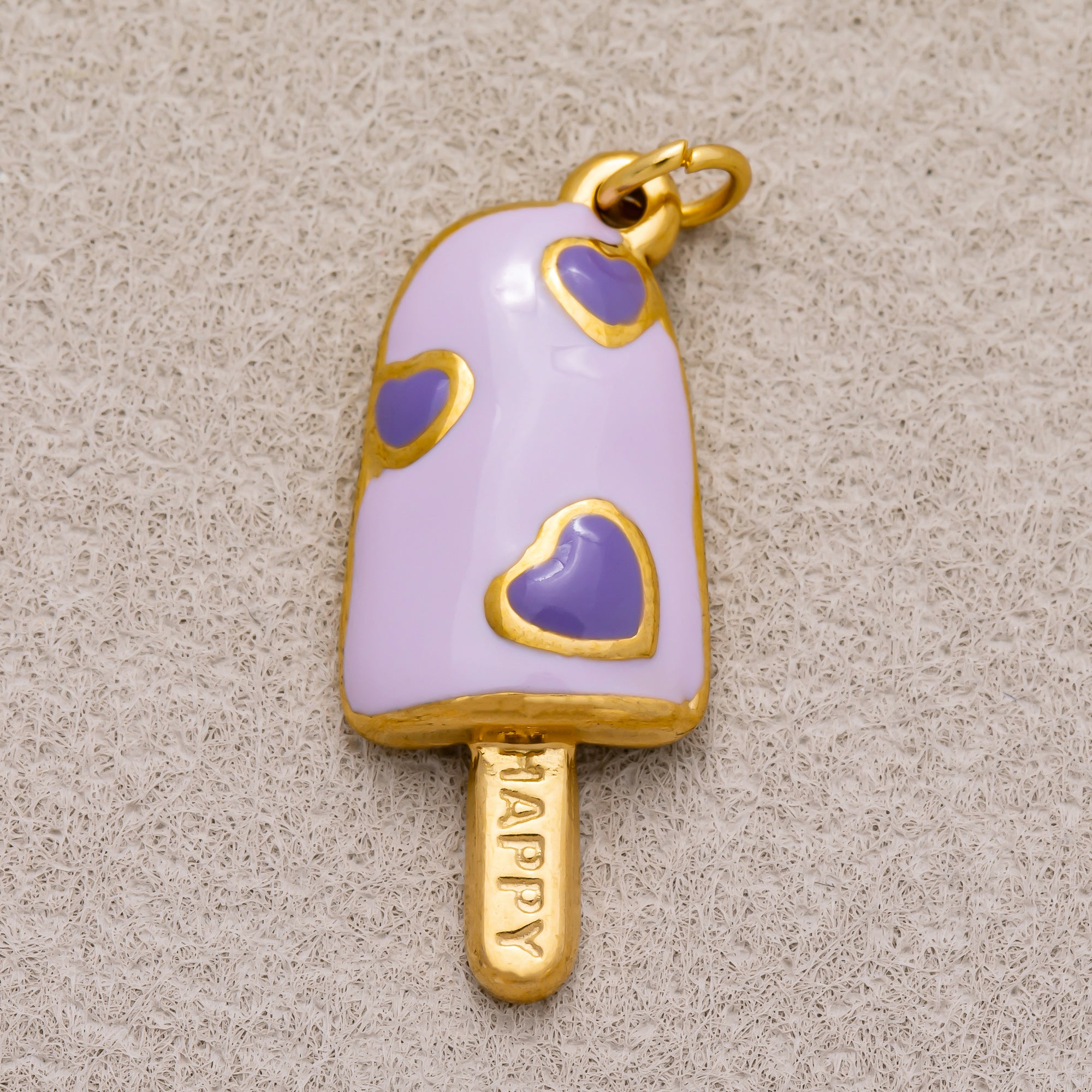 Gold PVD Stainless Steel Multicolor Popsicle Ice Cream Enamel Charm
