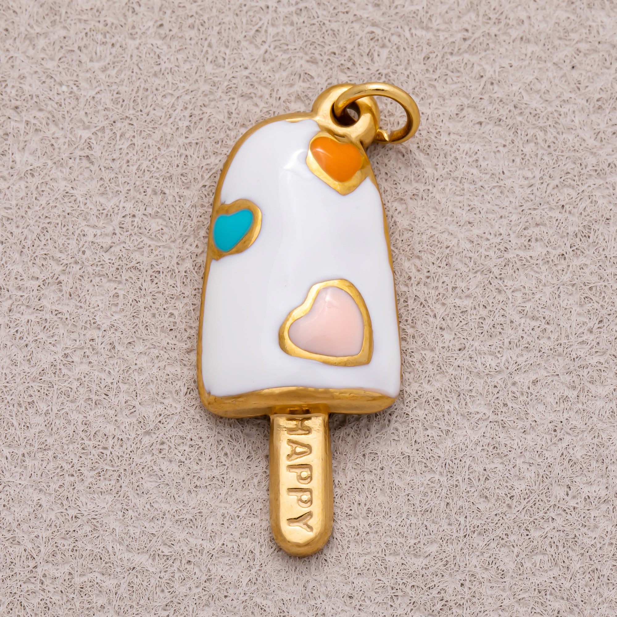 Gold PVD Stainless Steel Multicolor Popsicle Ice Cream Enamel Charm