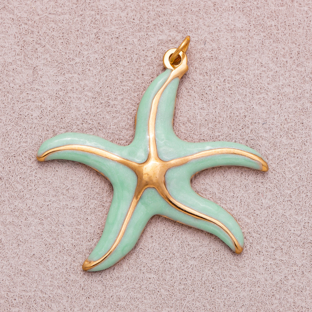 Gold PVD Stainless Steel Pastel Ocean Starfish Charm