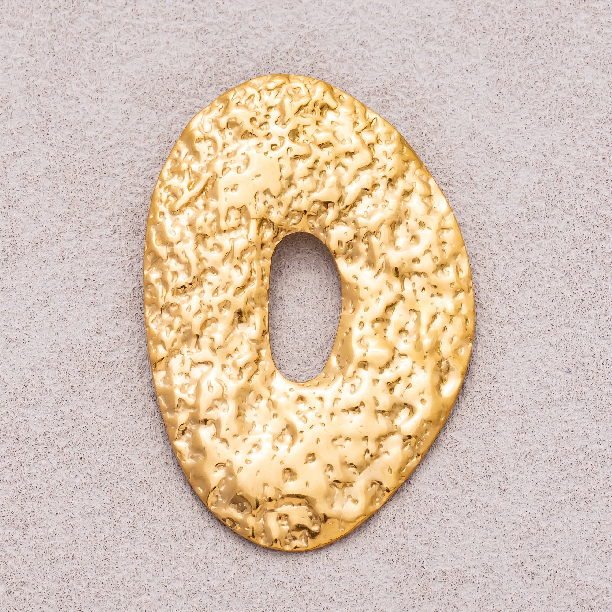 Gold PVD Stainless Steel Textured Irregular Oval Charm