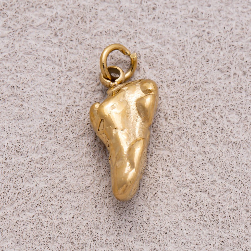 Gold PVD Stainless Steel Organic Nugget Mini Charm
