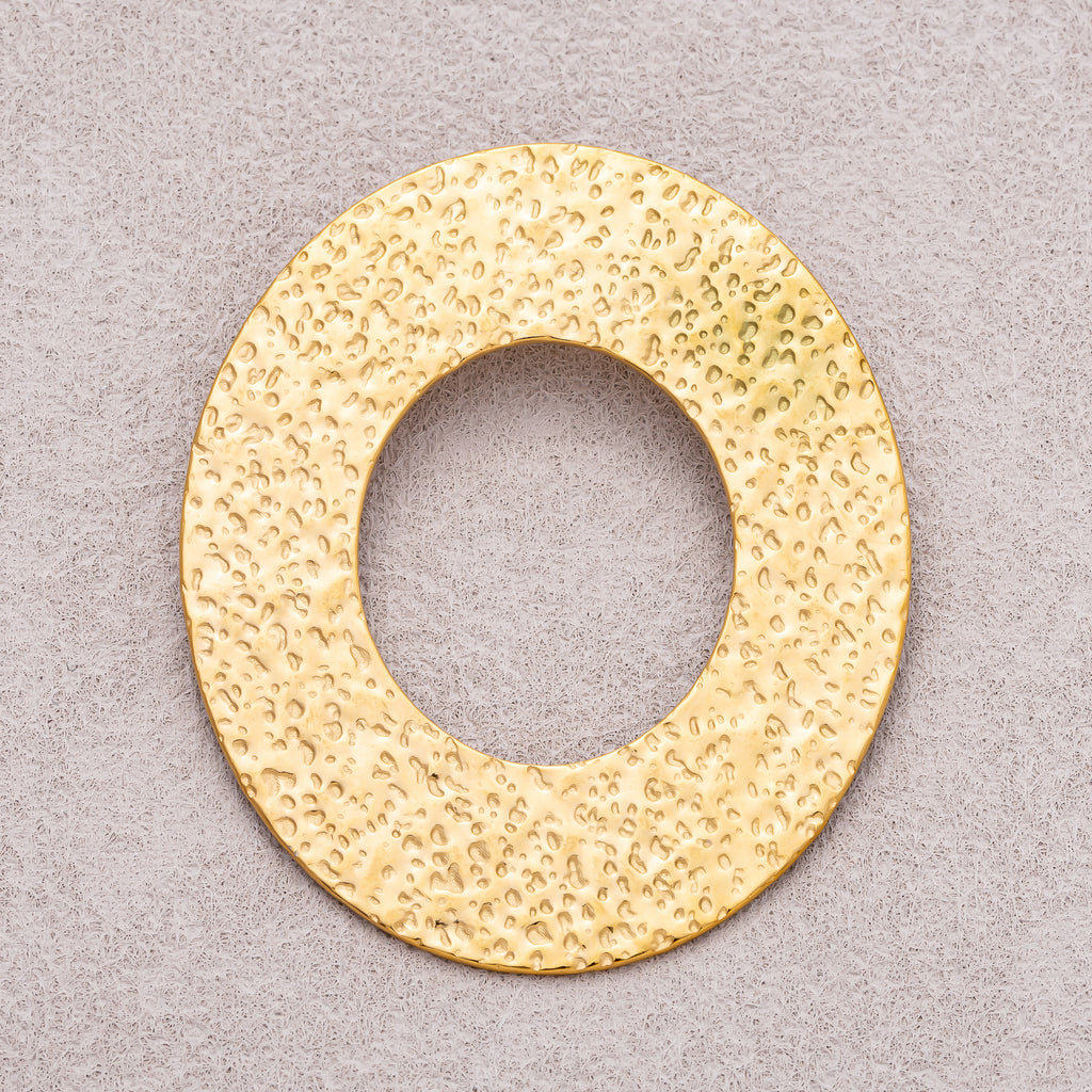 Gold PVD Stainless Steel Hammered Open Circle Disk Pendant
