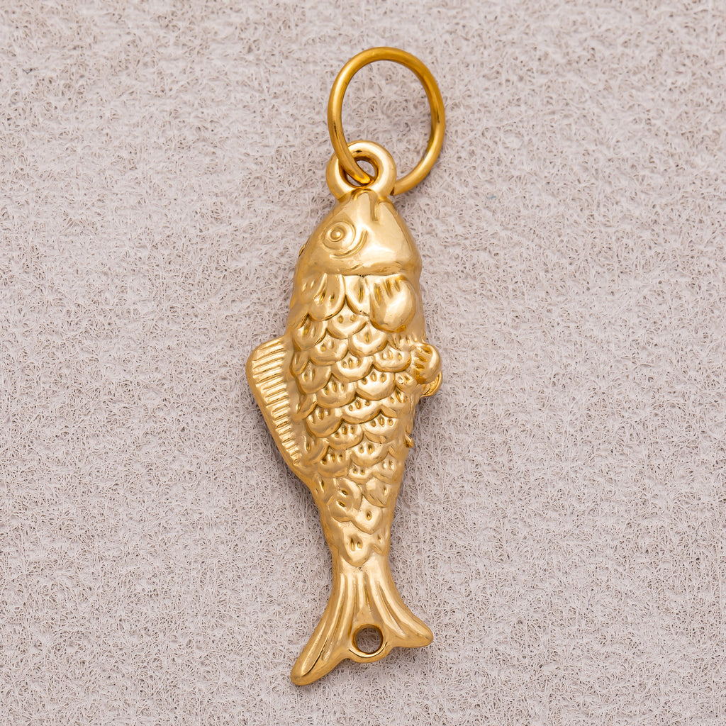 Gold PVD Stainless Steel Large Fish Multidimensional Animal Pendant