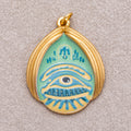Gold PVD Stainless Steel Teardrop Evil Eye Enamel Pendants