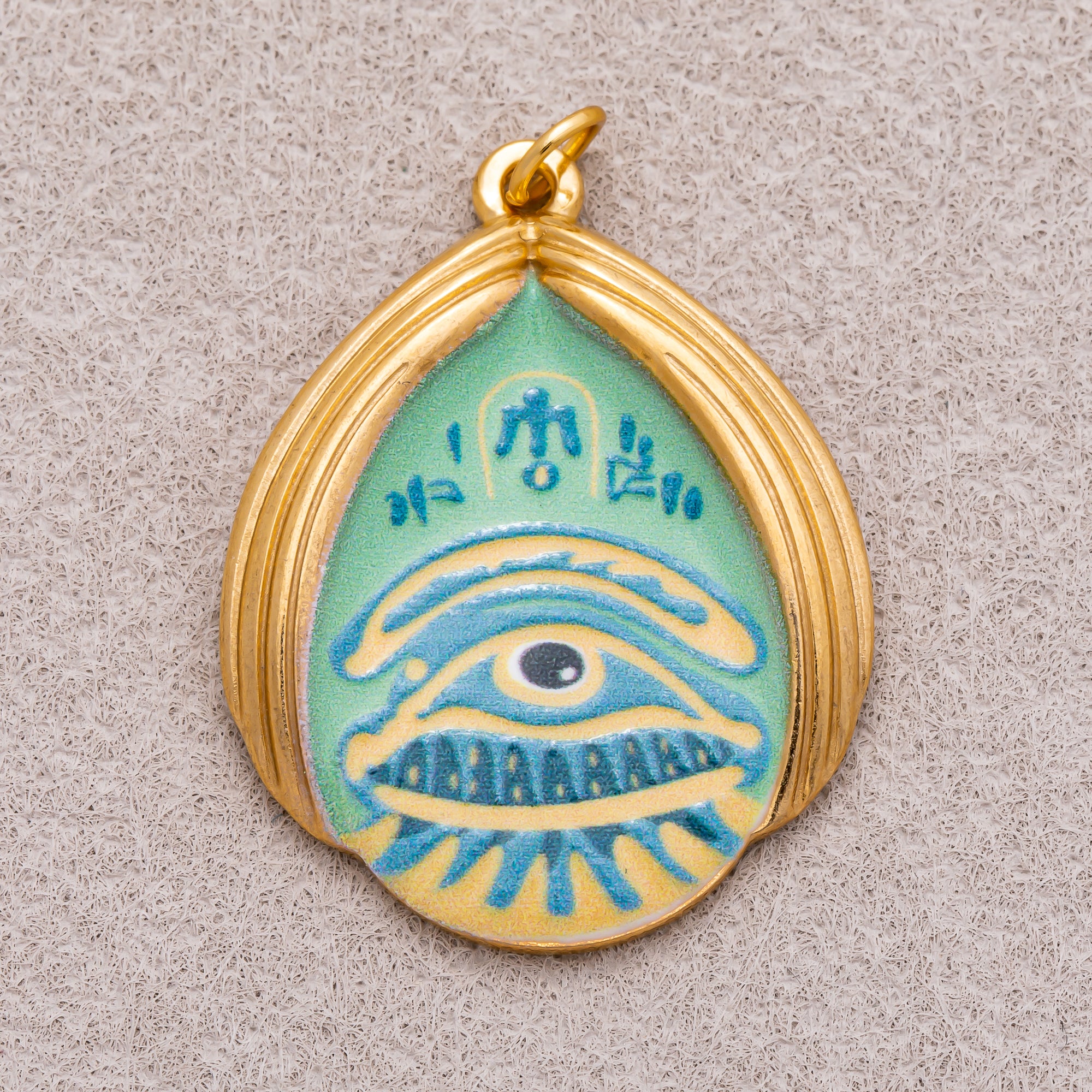 Gold PVD Stainless Steel Teardrop Evil Eye Enamel Pendants