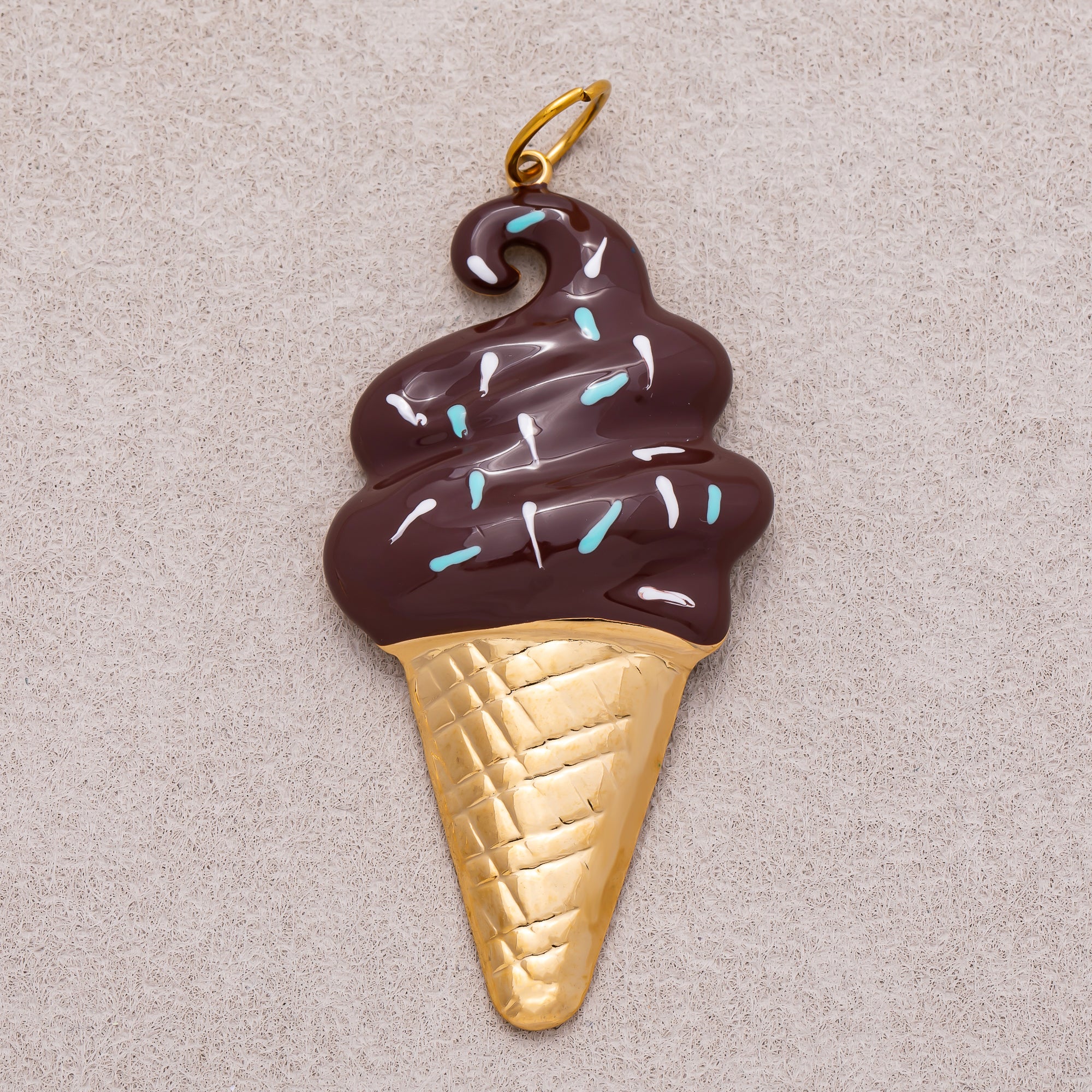 Gold PVD Stainless Steel Colorful Sweet Ice Cream Messes Cone Enamel Charm