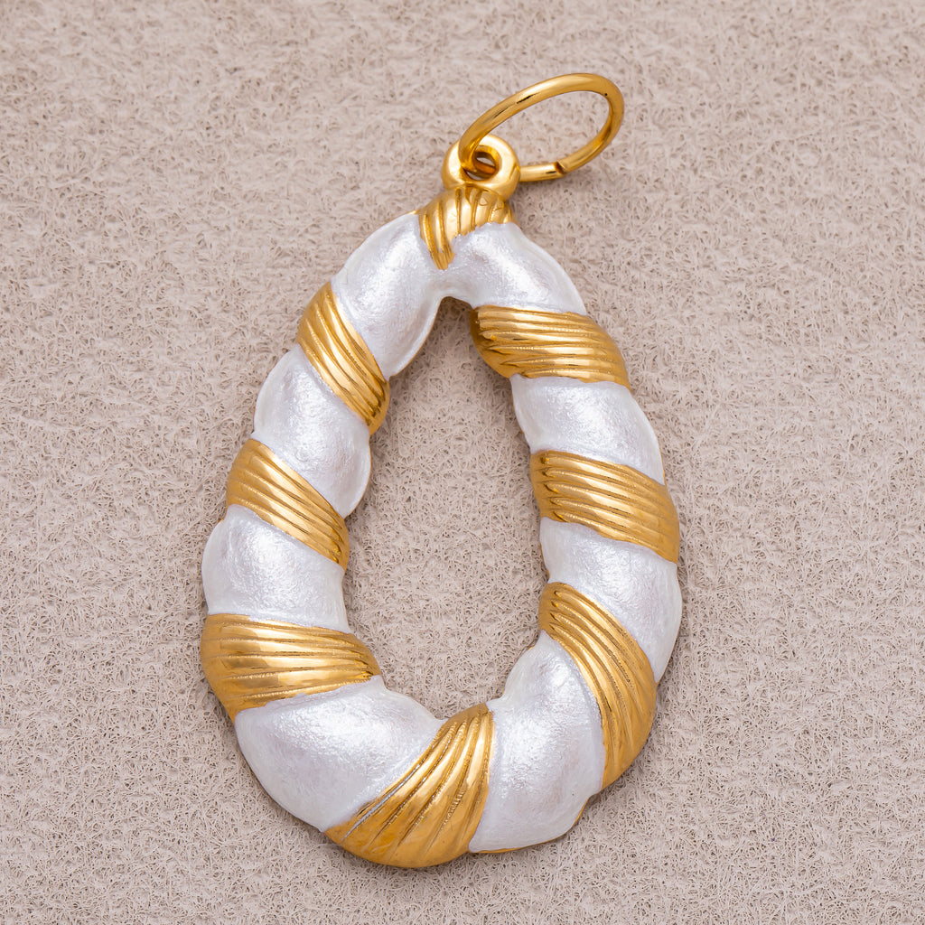 Gold PVD Stainless Steel Mother of Pearl Rope Teardrop Open Charm