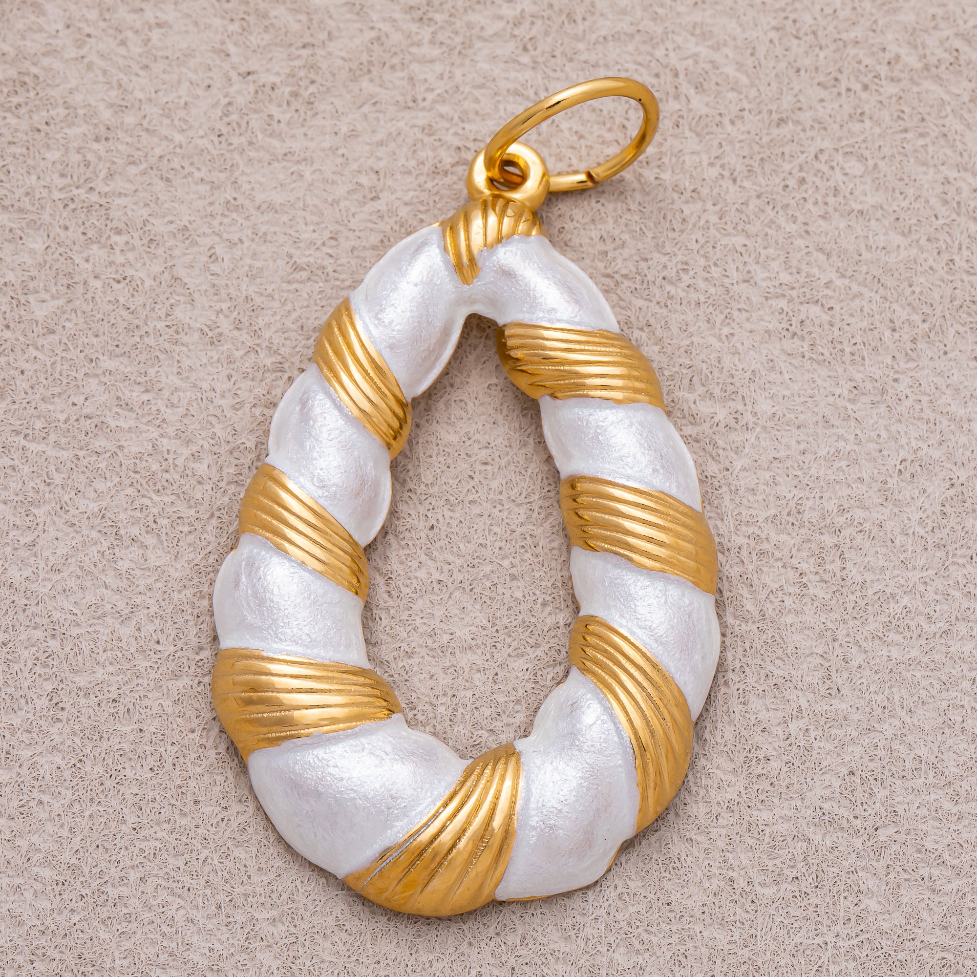 Gold PVD Stainless Steel Mother of Pearl Rope Teardrop Open Charm