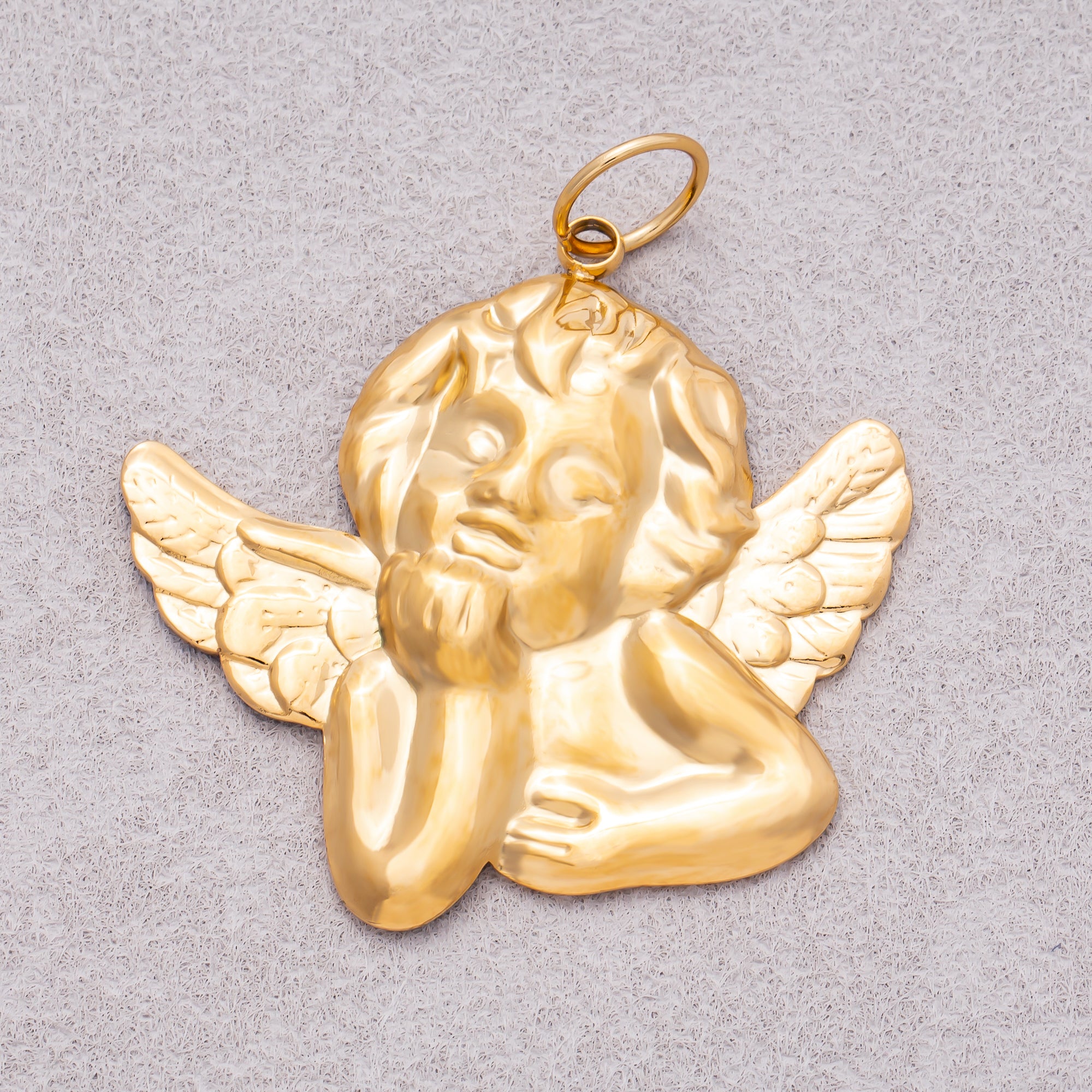 Gold PVD Stainless Steel Plain Baby Angel Religious Charm