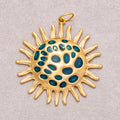Gold PVD Stainless Steel Green Red Radiant Sunburst Enamel Pendant