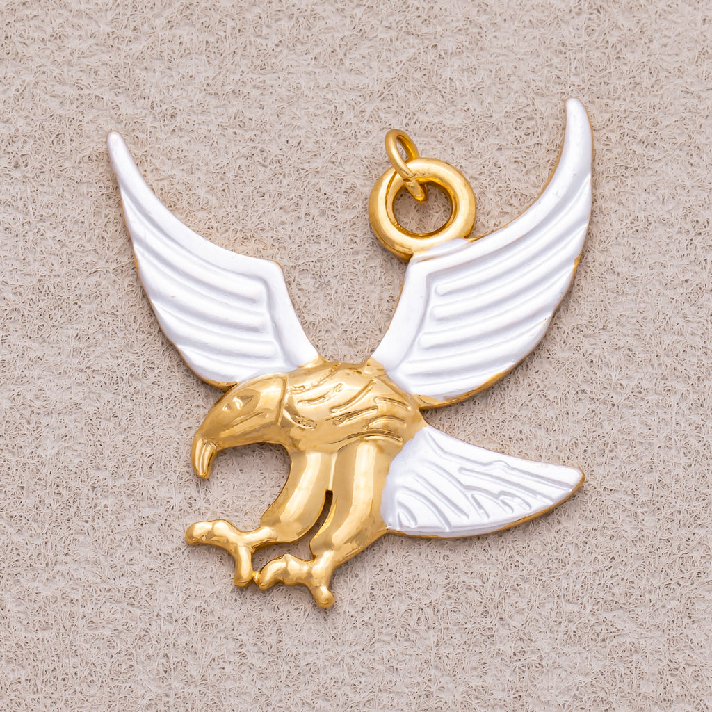 Gold PVD Stainless Steel Eagle Bird Mixed Metal Statement Charm