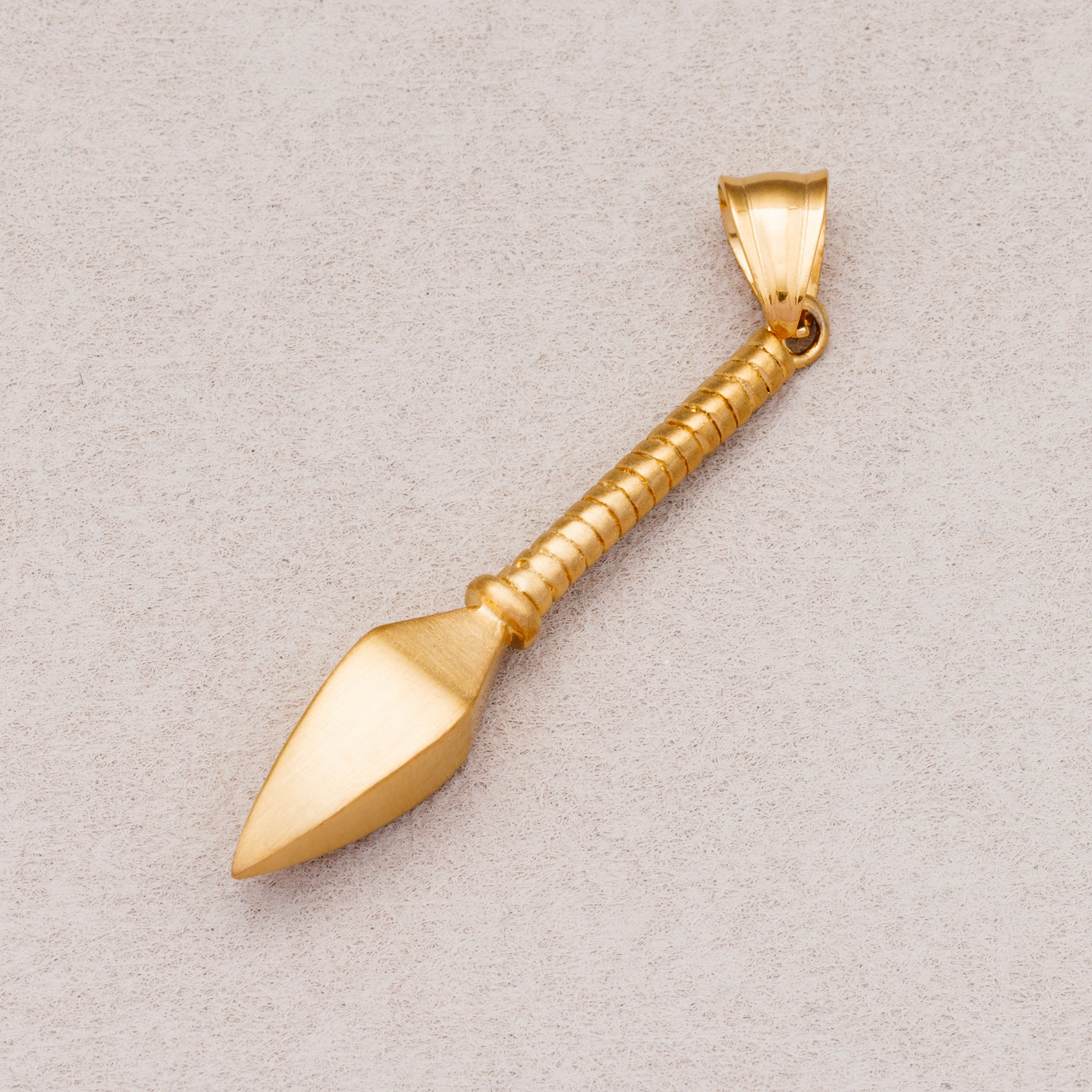 Gold PVD Stainless Steel Vintage Ribbed Spear Pendant